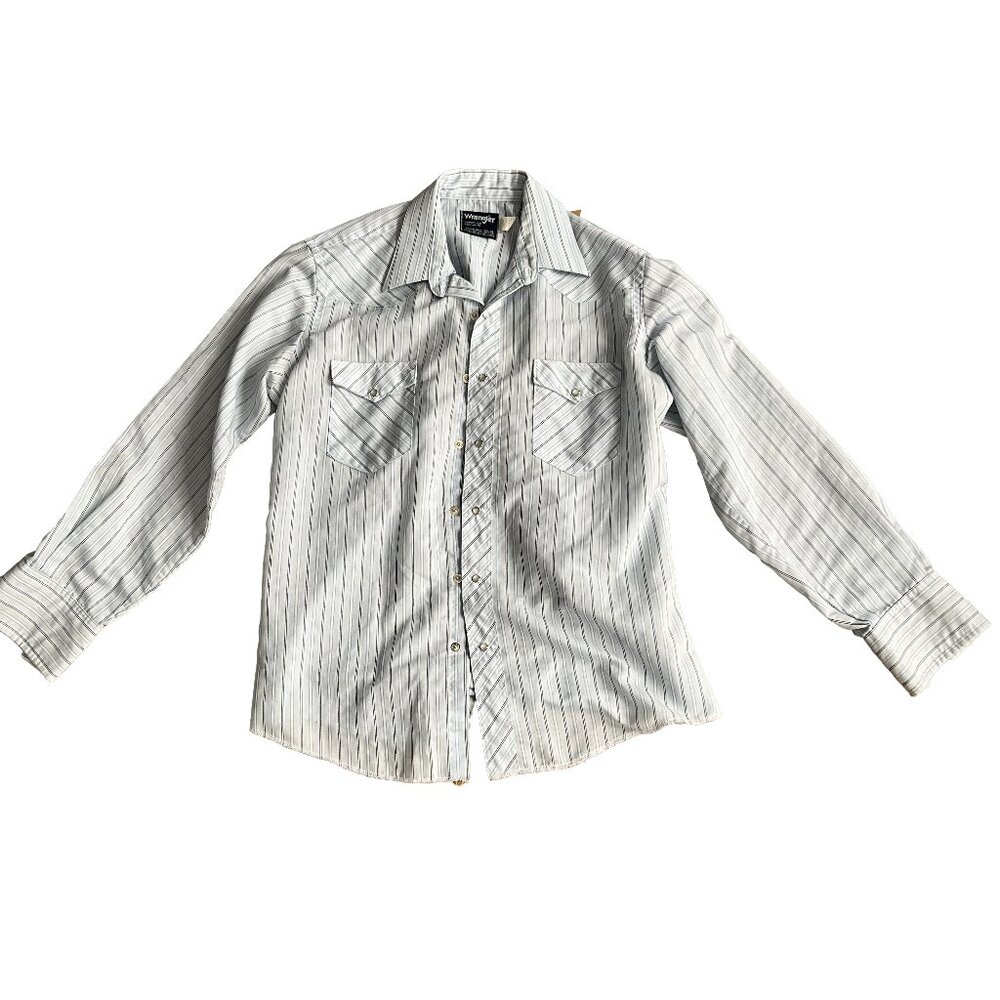 Wrangler Western Pearl Snap (Blue and White)